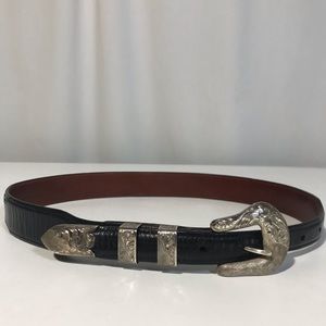 VOGT LUCCHESE Solid Sterling Silver Authenticated Leather Western Belt Vintage